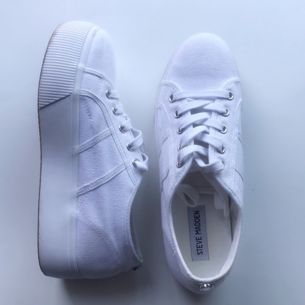Steve Madden White Emmi Platform Shoes Size 9